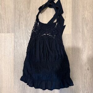 Free people navy Crochet Halter Top